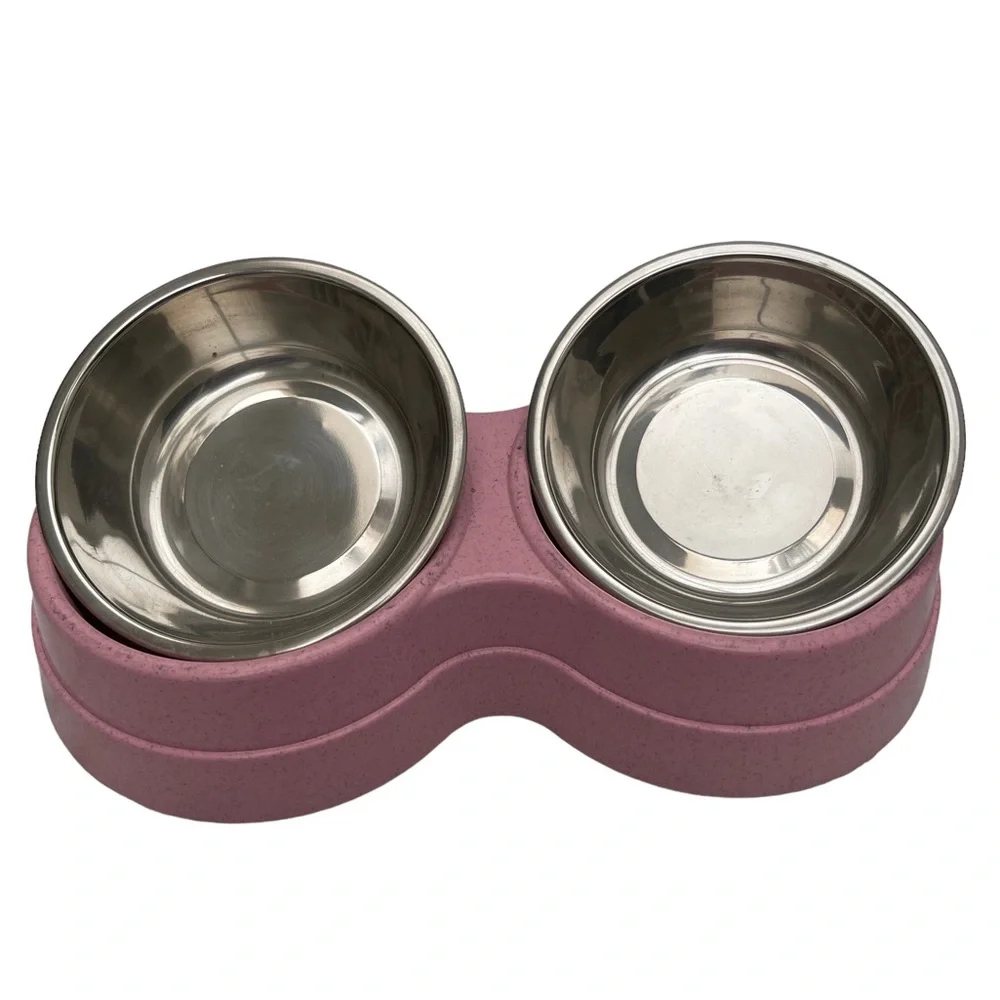 COPY - Final sale:New stainless steel double bowls with plastic stand